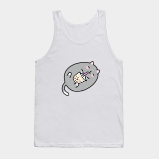 Grey Chubby Boba Cat! Tank Top